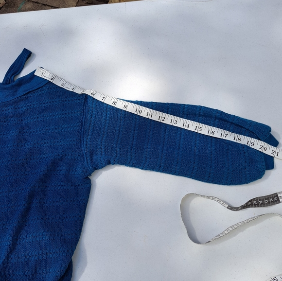 Free People Sistine Hacci Women’s Teal Cold Shoulder Top, Size Small - Picture 8 of 10